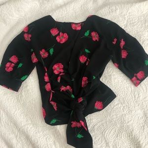 Zara flora print wrap top